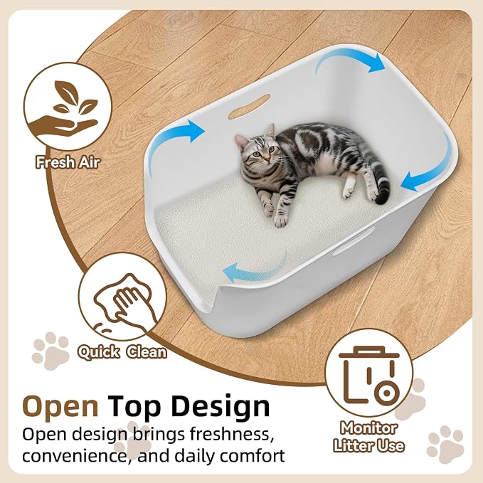 Arenero para gatos XL con bordes altos y diseño anti-salpicaduras miniatura 5