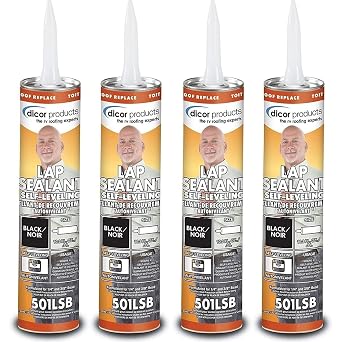 Dicor 501LSB-1, Self-Leveling Lap Sealant, RV Roof and Repair, Black, 10.3 OZ Tube, Pack of 4