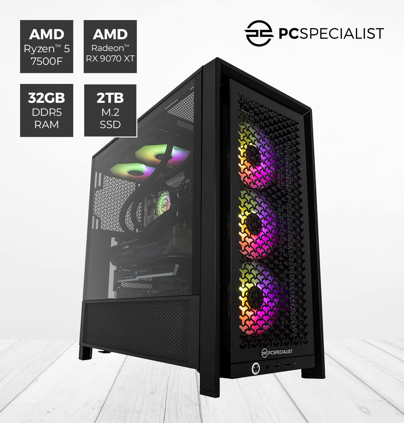 PCSpecialist Pro PC Gaming - Intel® Core™ i7-12700KF 3,60 GHz 12-Core, 16 GB RAM, 16 GB GEFORCE RTX 4070TI Super, 1 TB M.2 SSD, Windows 11 Home — view 2