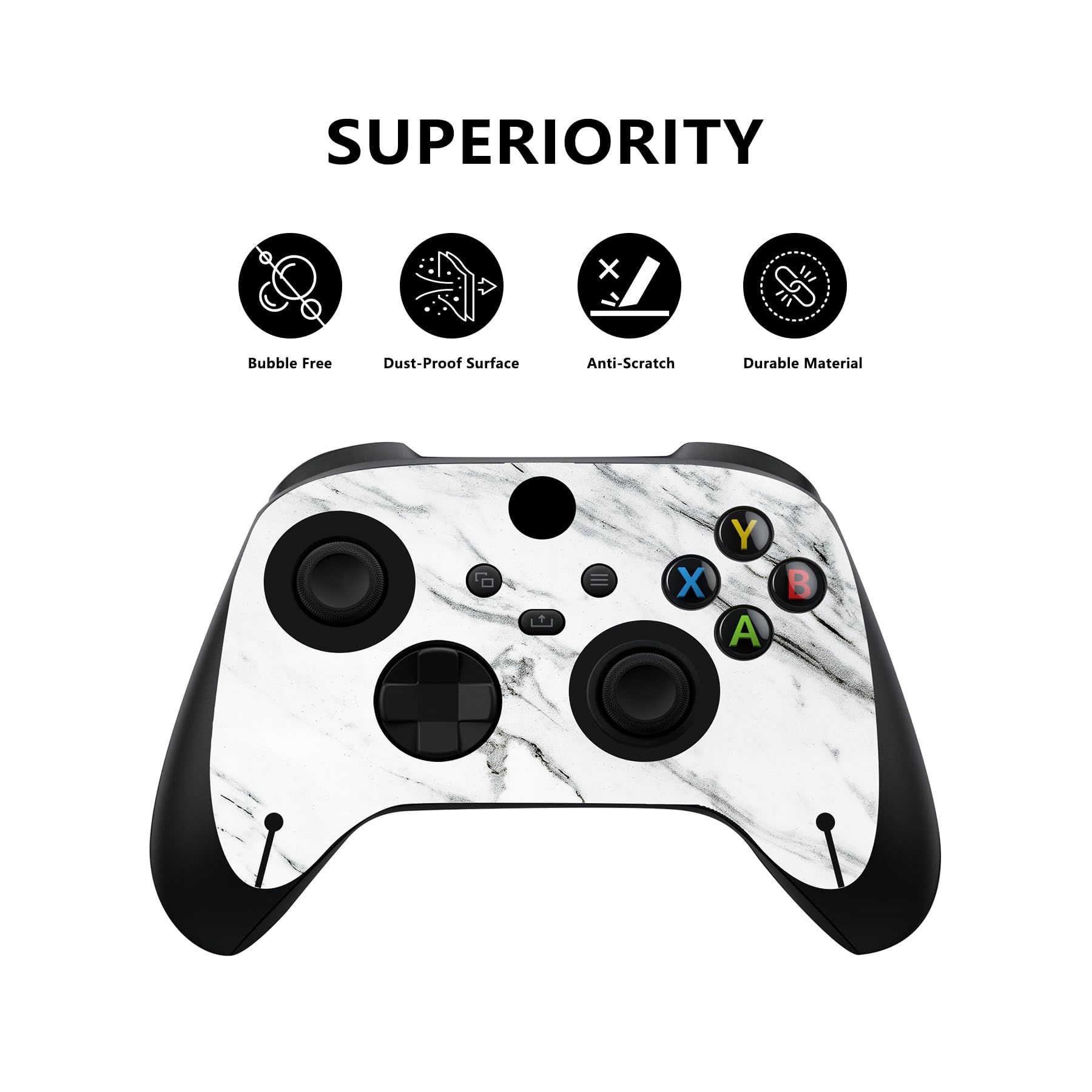 PlayVital Adesivo Skin per Xbox Series X Console&Controller Sticker Decal Cover Vinile per Xbox Series X-Marmo Bianco Moderno - 2