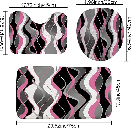 Miniatura 20 de Juego de 4 cortinas de ducha turquesa con alfombras antideslizantes, cubierta para tapa de inodoro y tapete de baño, juego de decoración de baño