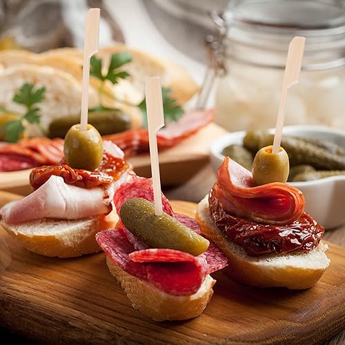Miniatura 7 de HAKSEN 400 pinchos de bambú, púas de cóctel para bebidas, pinchos de madera de 4.7 pulgadas para aperitivos, sándwich, frutas, kabs, salchichas,