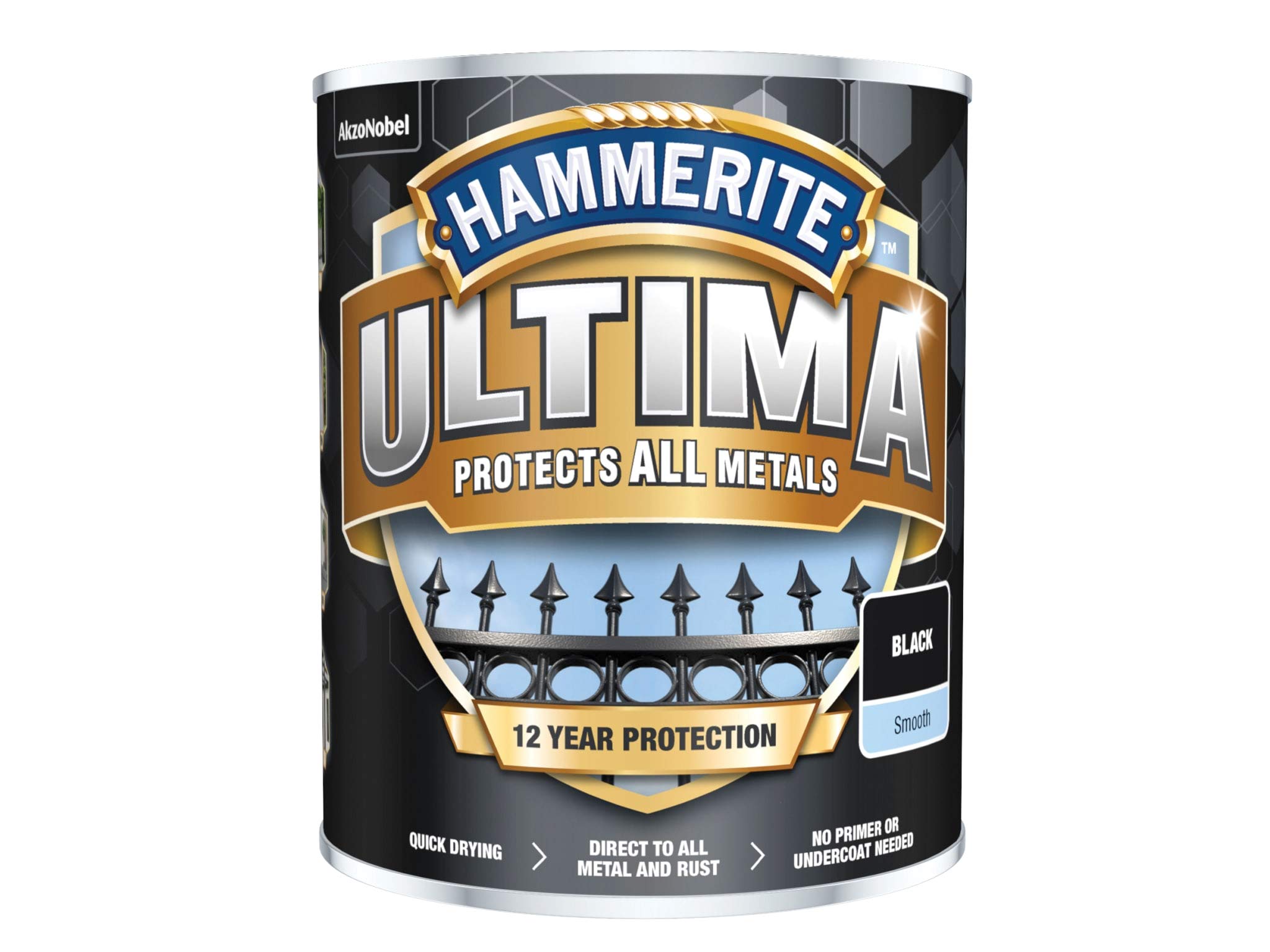 Hammerite Ultima Peinture pour métal Noir lisse 750 ml