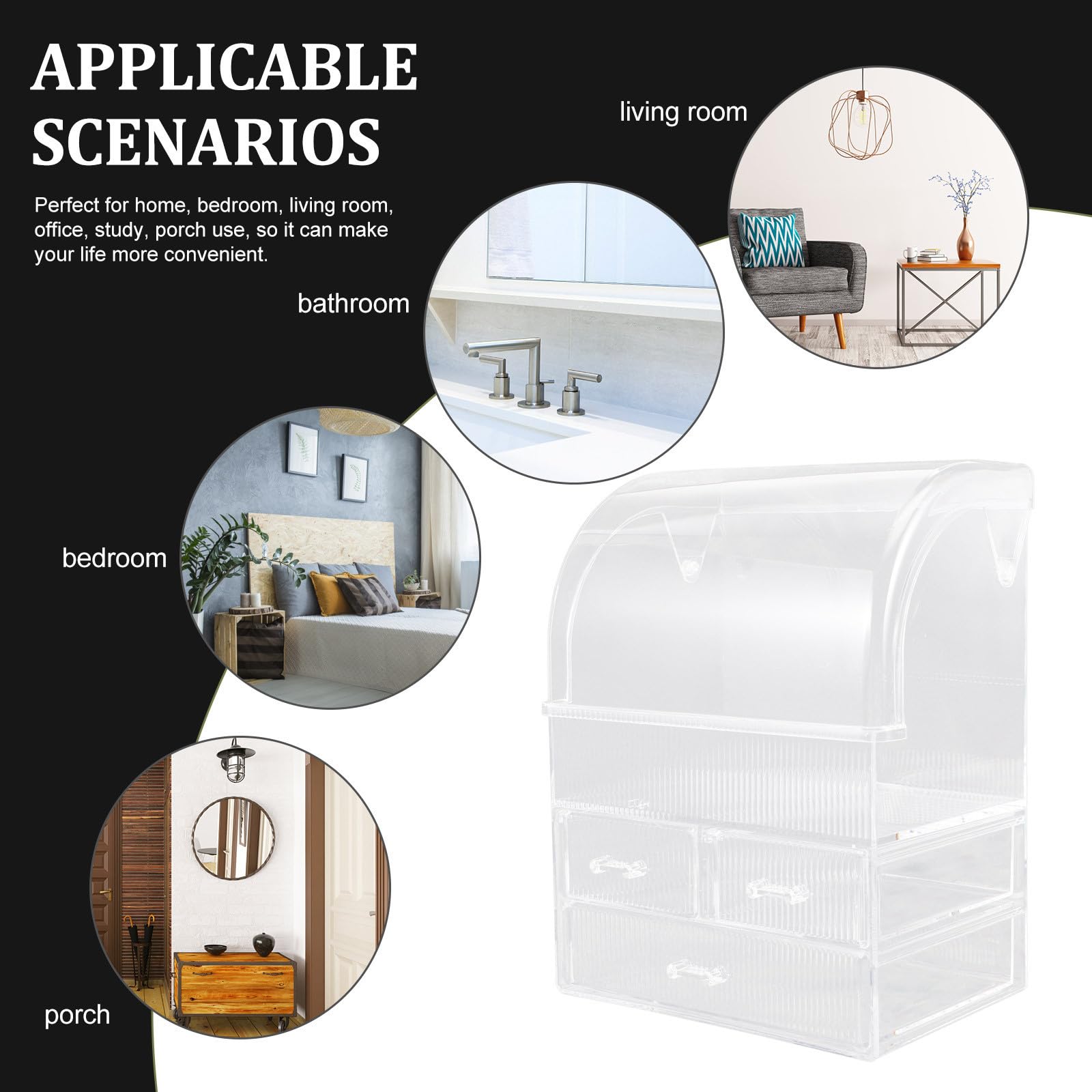 SHINEOFI Caja Organizadora con Cajón de Maquillaje Acrílica de Escritorio | Gran Capacidad, Diseño Transparente, Multiuso para Joyas y Cosméticos, Fácil de Localizar y Proteger