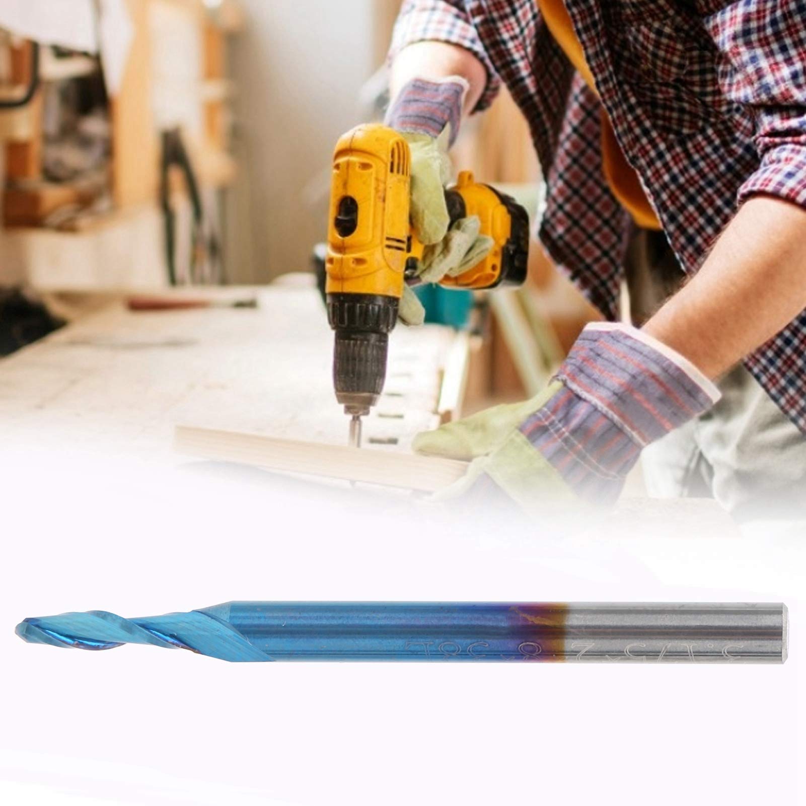 Respicefinem Blue Coated Ballnose Cutter Ball End Mill Spiral Router Bit Milling Cutter Ideal for 3D Relief and Complex 3D Carving Made of Tungsten Steel with 2 Blade Spherical