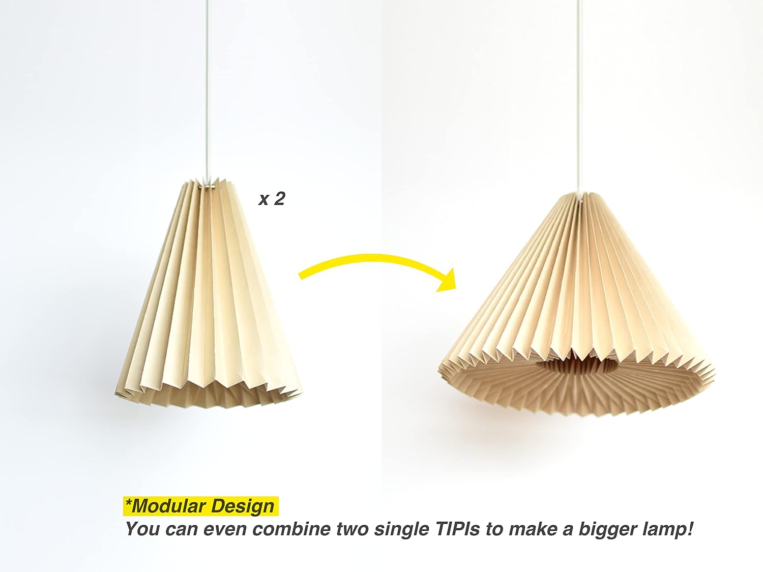 Beige paper origami lampshade; TIPI Mini Single pack