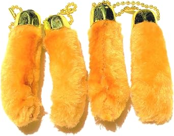 Dangerous Threads Gold, Golden Yellow Artificial Rabbit Rabbits Foot Keychain, 4 pieces