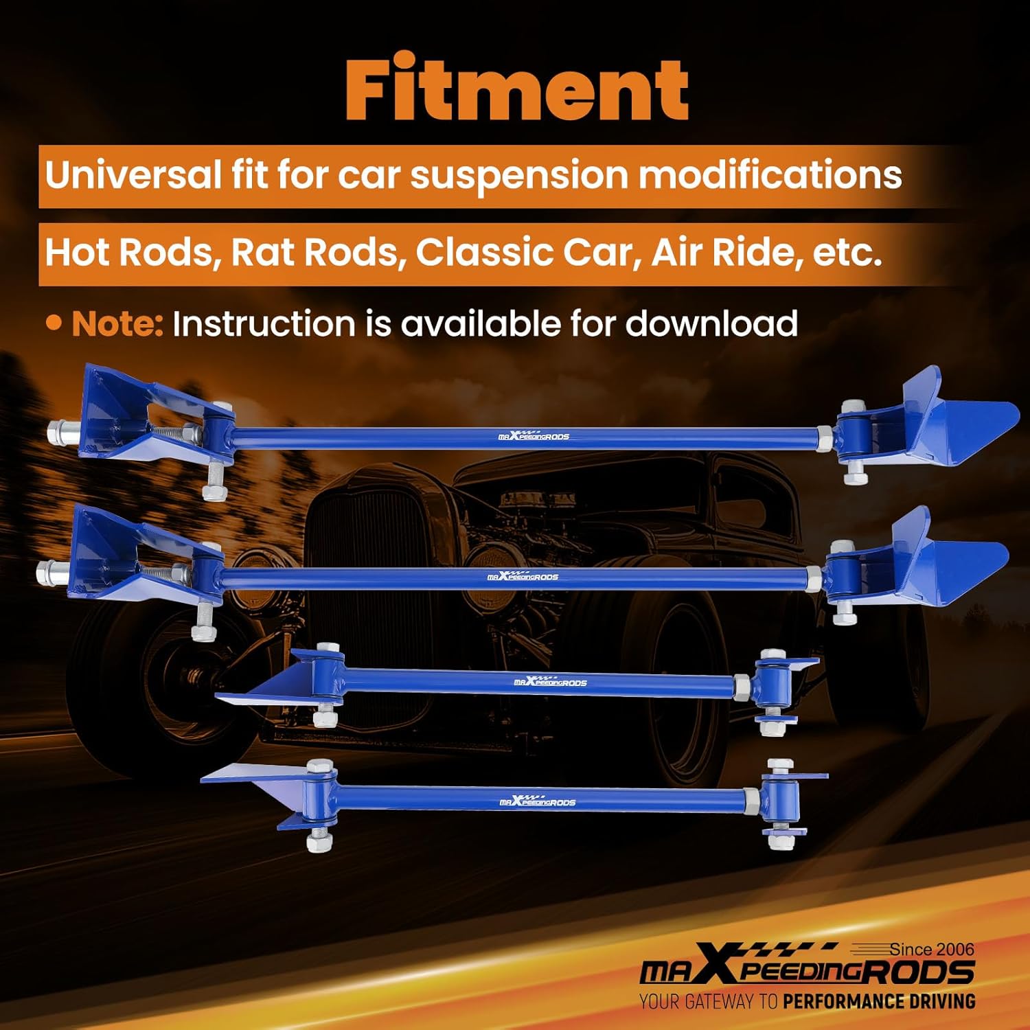 maXpeedingrods Triangulated 4 Link Kit for Chevy S10 Pickup 1994-2004 Rear Suspension 28" Steel Bar for Truck Adjustable