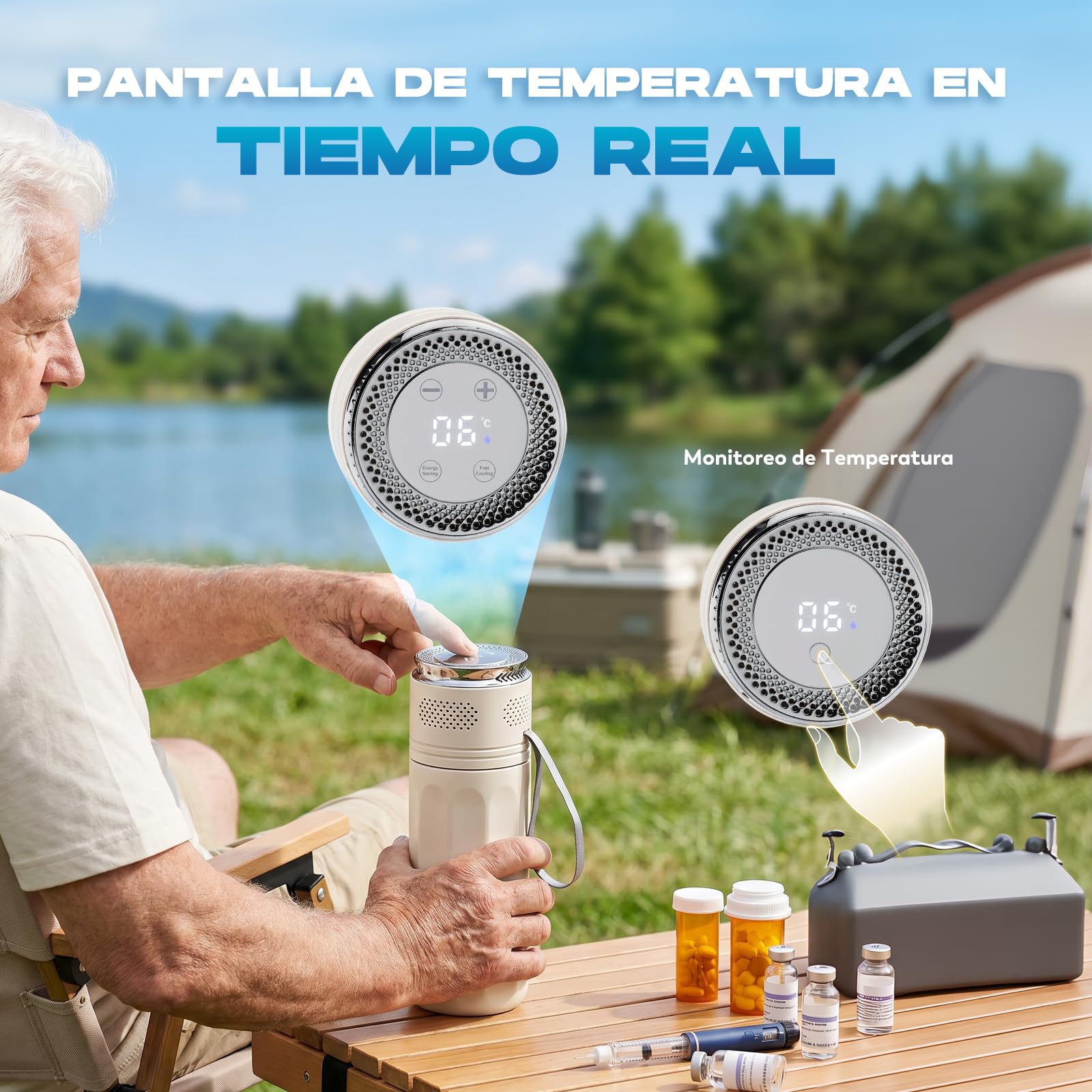 CGOLDENWALL Nevera eléctrica de insulina con indicador de temperatura, refrigeración USB de 2 – 20 °C, refrigerador portátil para viajes (blanco)