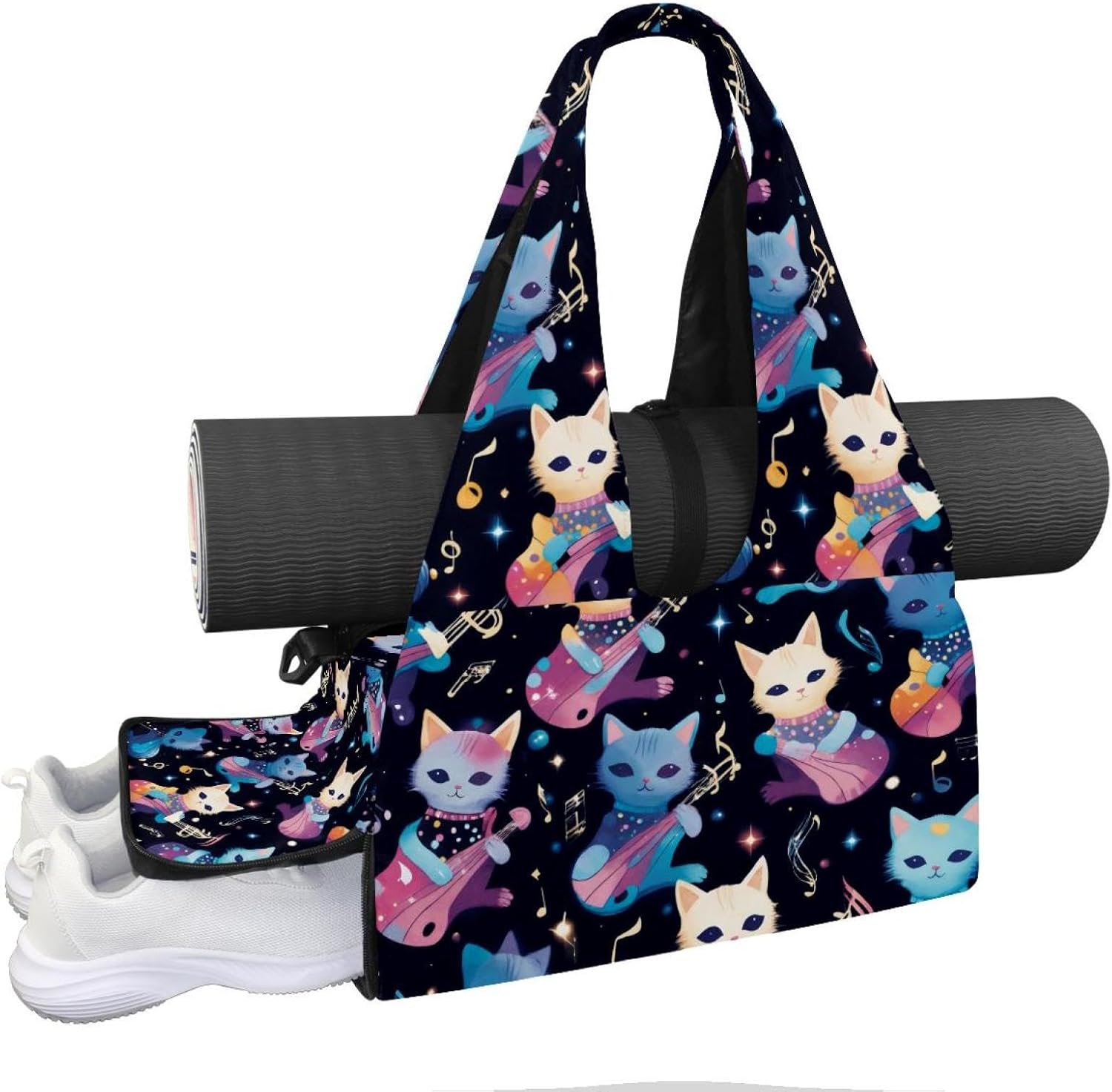 Gym Bag for Women, Skulls Galaxy Nebula Yoga Mat Bag with Shoe Compartment, Sport Yoga Gym Bag with Yoga Strap, Carryall Yoga Tote Bag