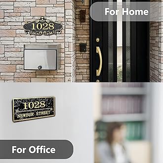 Personalized House Address Plaque Custom House Number Sign 12 Inch Acrylic Street Name Plate Customized Antique Brass or Copper Vintage for Home Room Door Wall Outdoor Mailbox