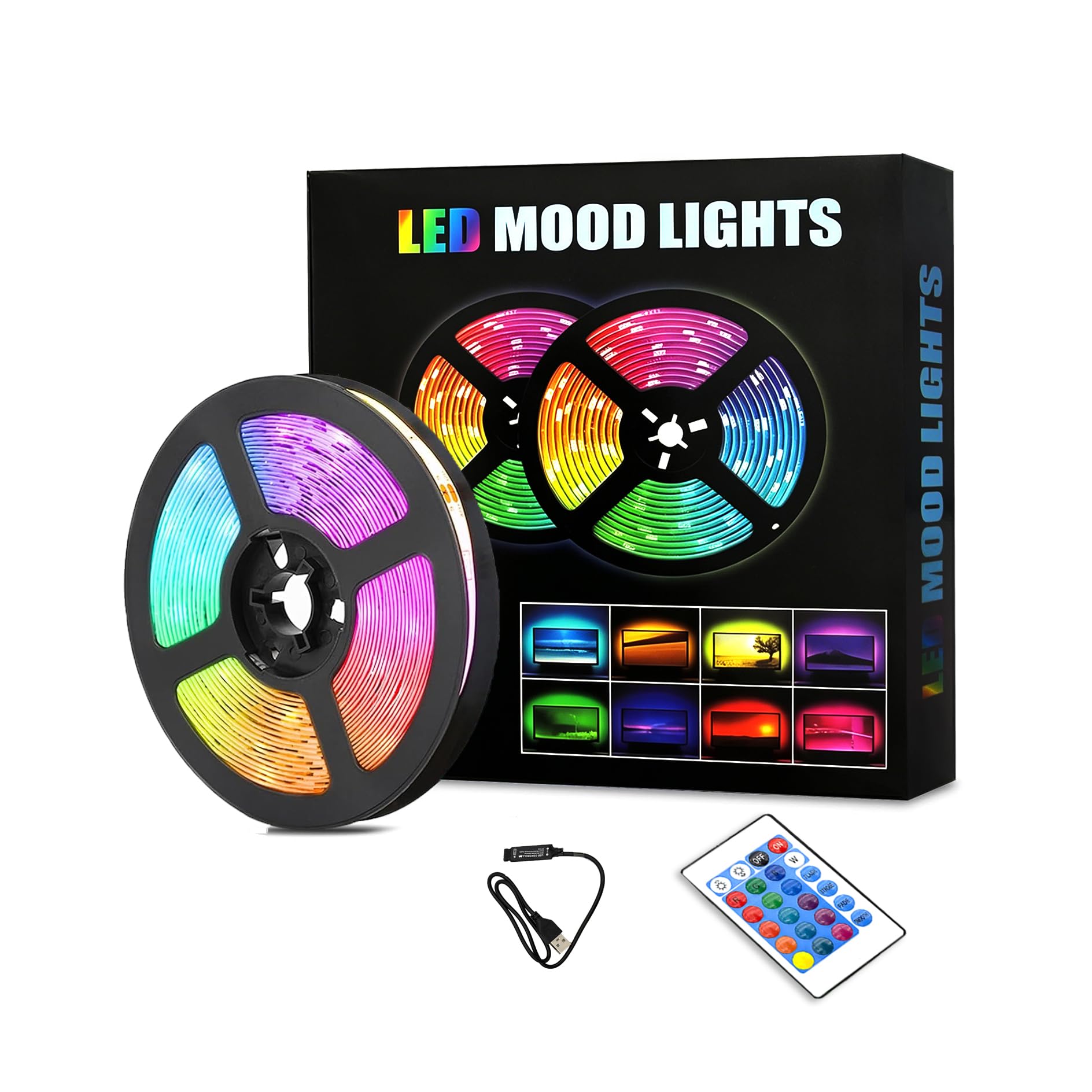 Hkf Ho Ki Ho Multicolor Led Strips Light 2M,Rgb Led Strip Lights With 24-Keys Remote Control,Colour Changing Led Lights For Bedroom,Party