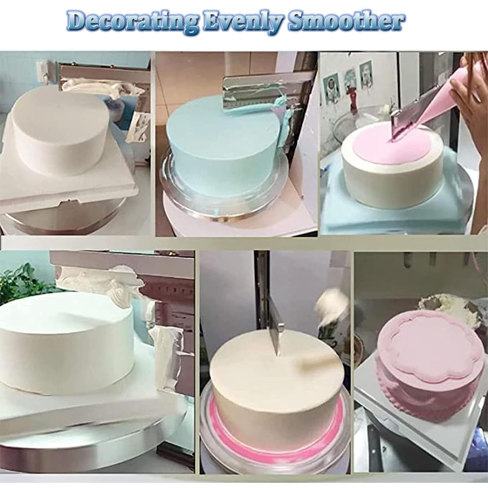 Kuchenglasurmaschine, tragbar, verstellbar, Kuchendekorationsglätter, automatischer Kuchenbeschichtungsglätter und Schabmaschine, ideal zum Backen und Geburtstag