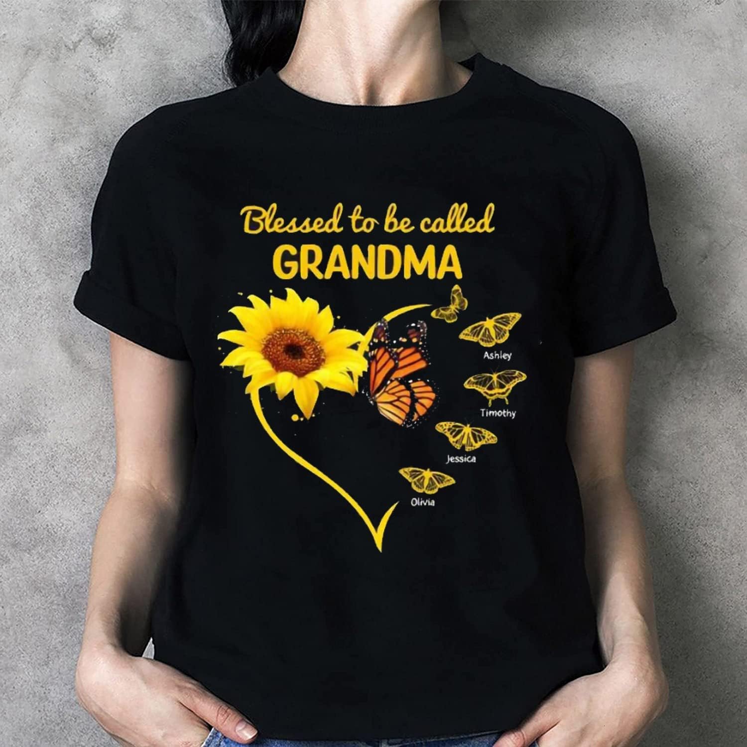 Blessed to Be Called Grandma Heart Sunflower Butterflies Personalized ...