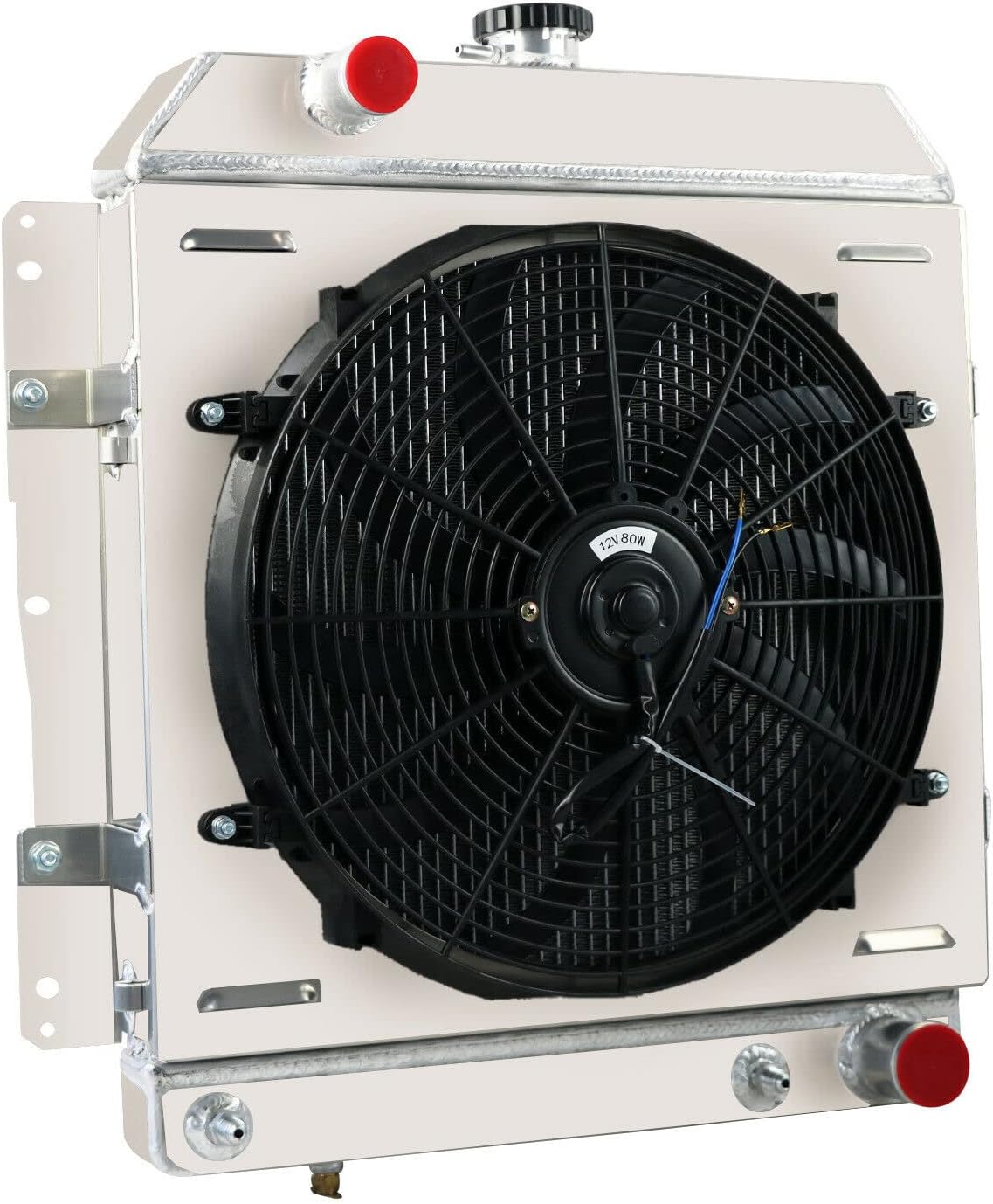 ALLOYWORKS 4 Rows Aluminum Radiator + Shroud Fan + Relay for 1958 Chevrolet Impala Caprice Belair V8