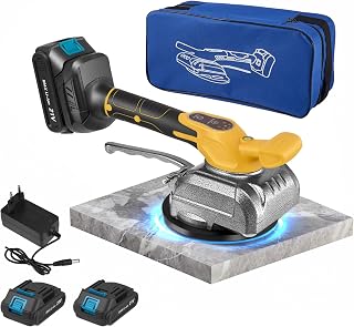 Elektrischer Vibrations Fliesenrüttler 2 Akkus & Ladegerät 28000 | Fliesenvibrator mit Saugheber 5 Stufen Fliesenverlegmaschine für Fliesen 30-200 cm Wand Boden Bad Küche