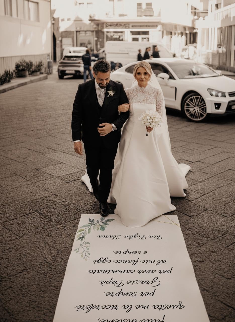 Tappeto Matrimonio di tutte le passeggiate che abbiamo fatto insieme questa me la ricorderò per sempre per il Papà 12 (100x300cm)