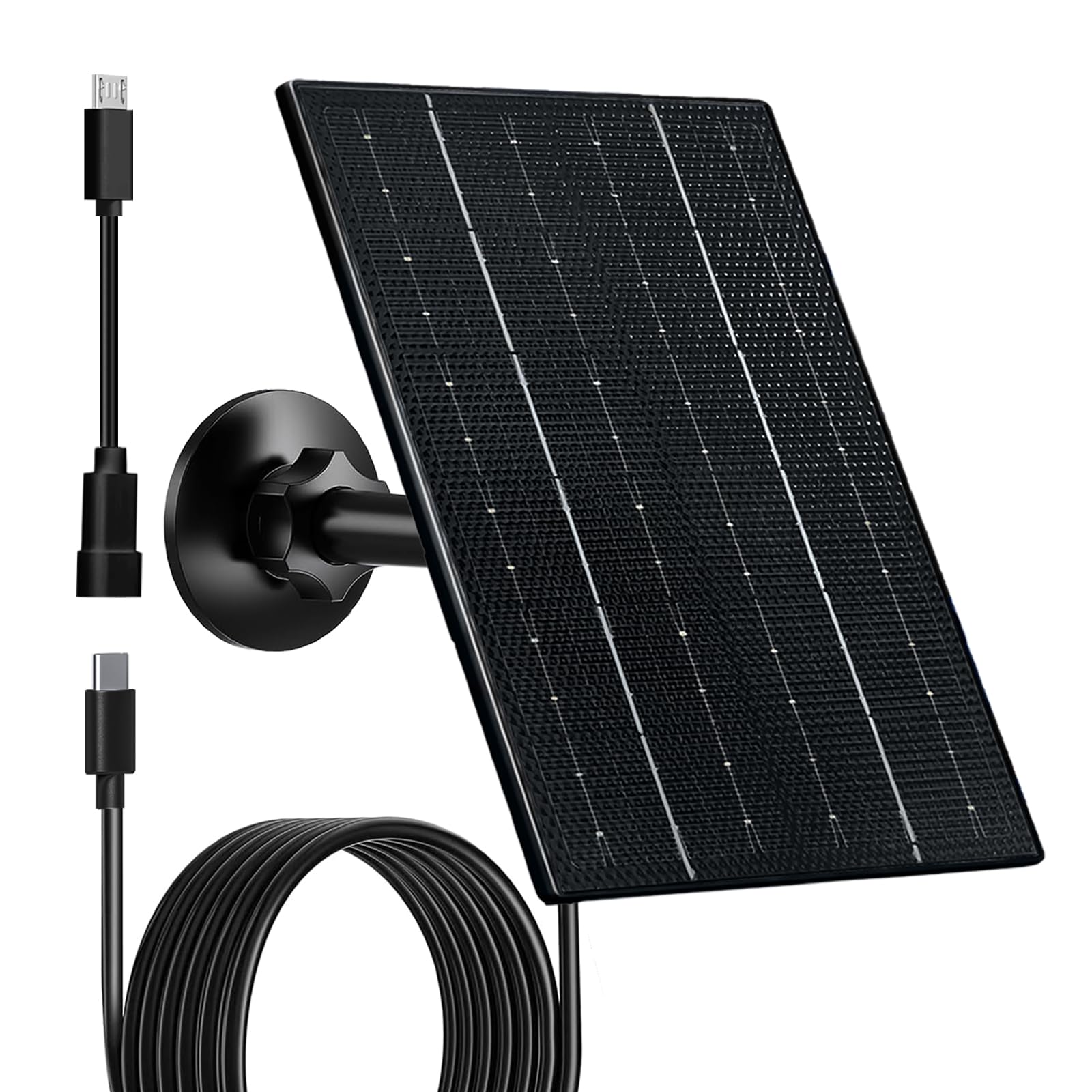 FUTUREZEN 4W Solar Panel for Security Camera, USB-C & Micro USB Solar Charger for 5V Rechargeable Battery Cameras, IP66 Waterproof, 360° Adjustable Bracket, 9.8ft Cable, (1 Pack, Black)-image-13