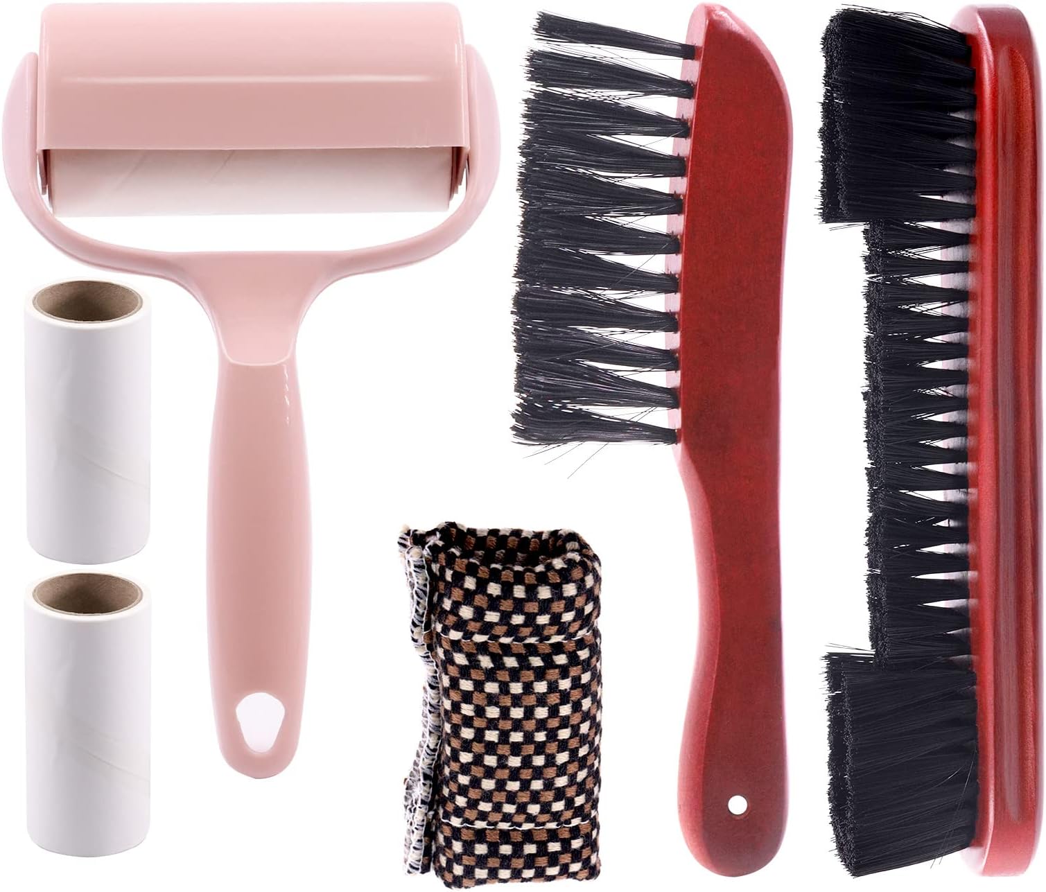 Tanstic 6Pcs Billiards Pool Table and Rail Cleaning Tool, including Billiards Table Brush Rail Brush, Cue Shaft Cleaner Cloth, Sticky Lint Roller with 2 Rolls Paper Replacement