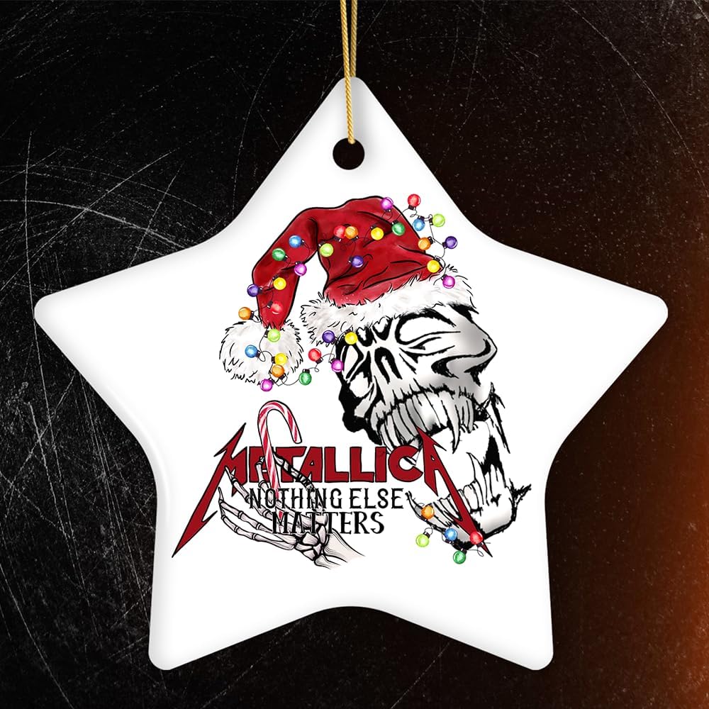 Nothing Else Matters Heavy Metal Christmas Ornament, Emo Rock Skull