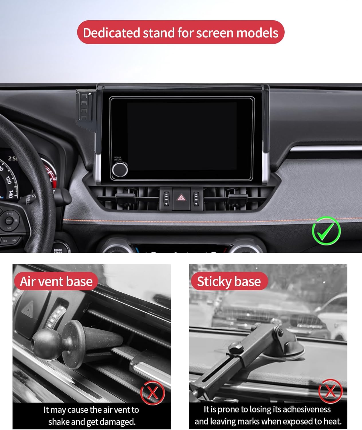 Wireless Charging car Phone Holder for Toyota RAV4/Hybrid 2019-2025 Accessories 7/8 inch Screen Fixed Clip,360° Rotation car Phone Mount Compatible with MagSafe