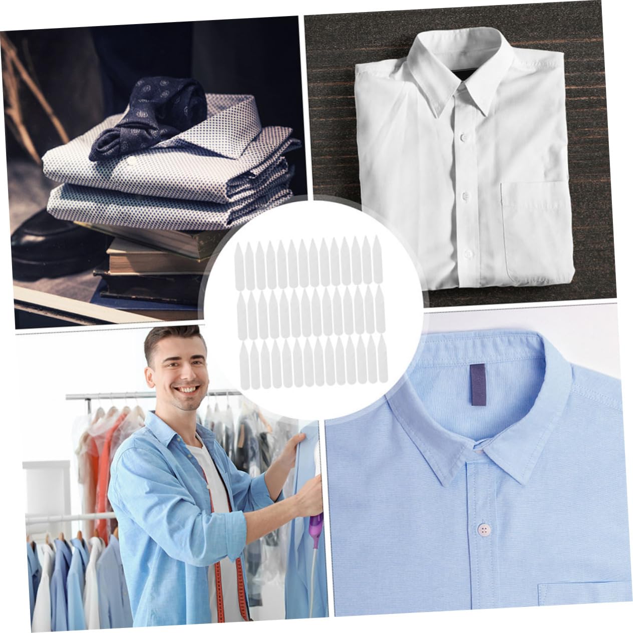 GAROZATION 200pcs Mens Collar Stays Collar Extenders for Shirts Formal Suit Holders Non-pierce Design