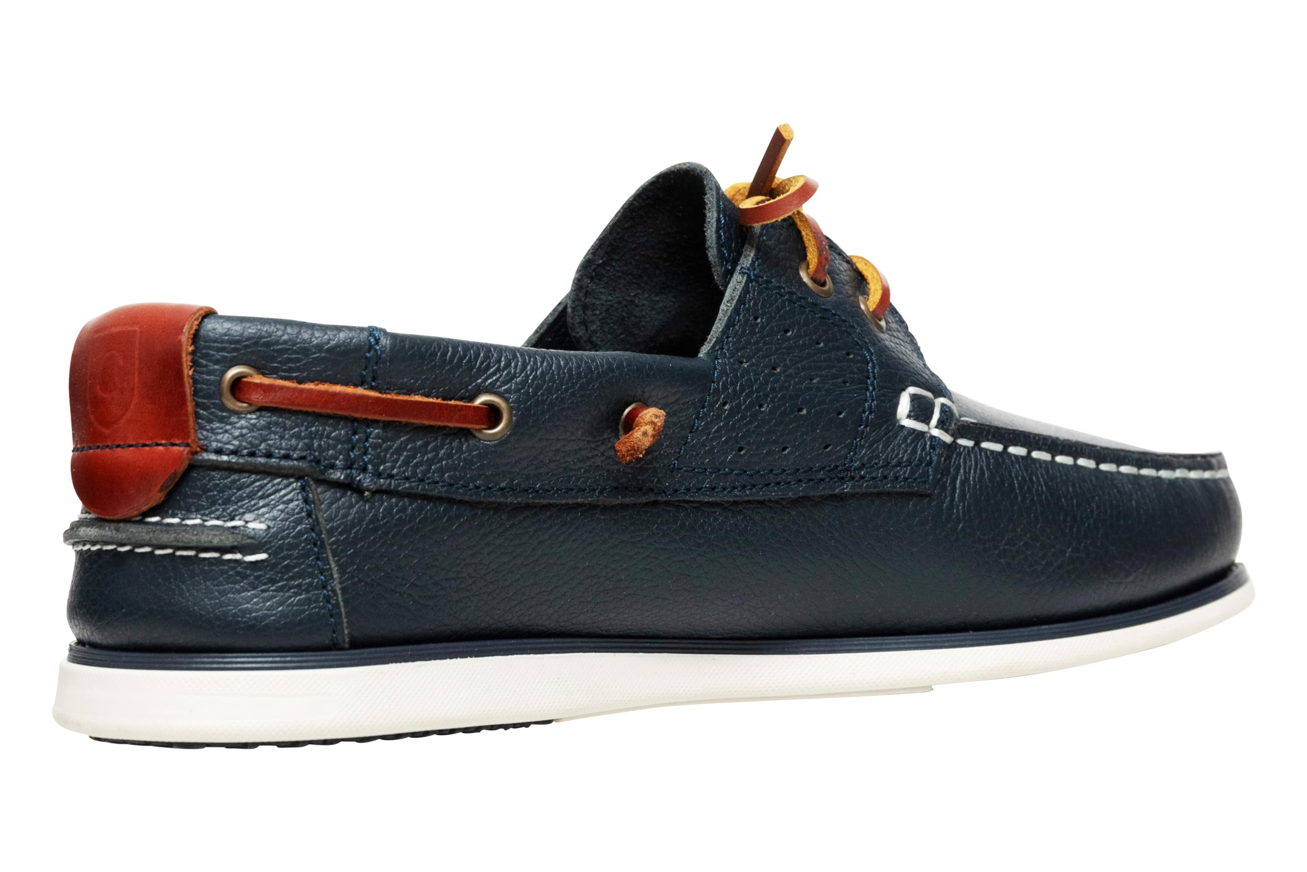 Scarpe da barca da uomo in vera pelle mocassini piatti con lacci in pelle blu scuro e marrone 2 Eye Boat Shoes