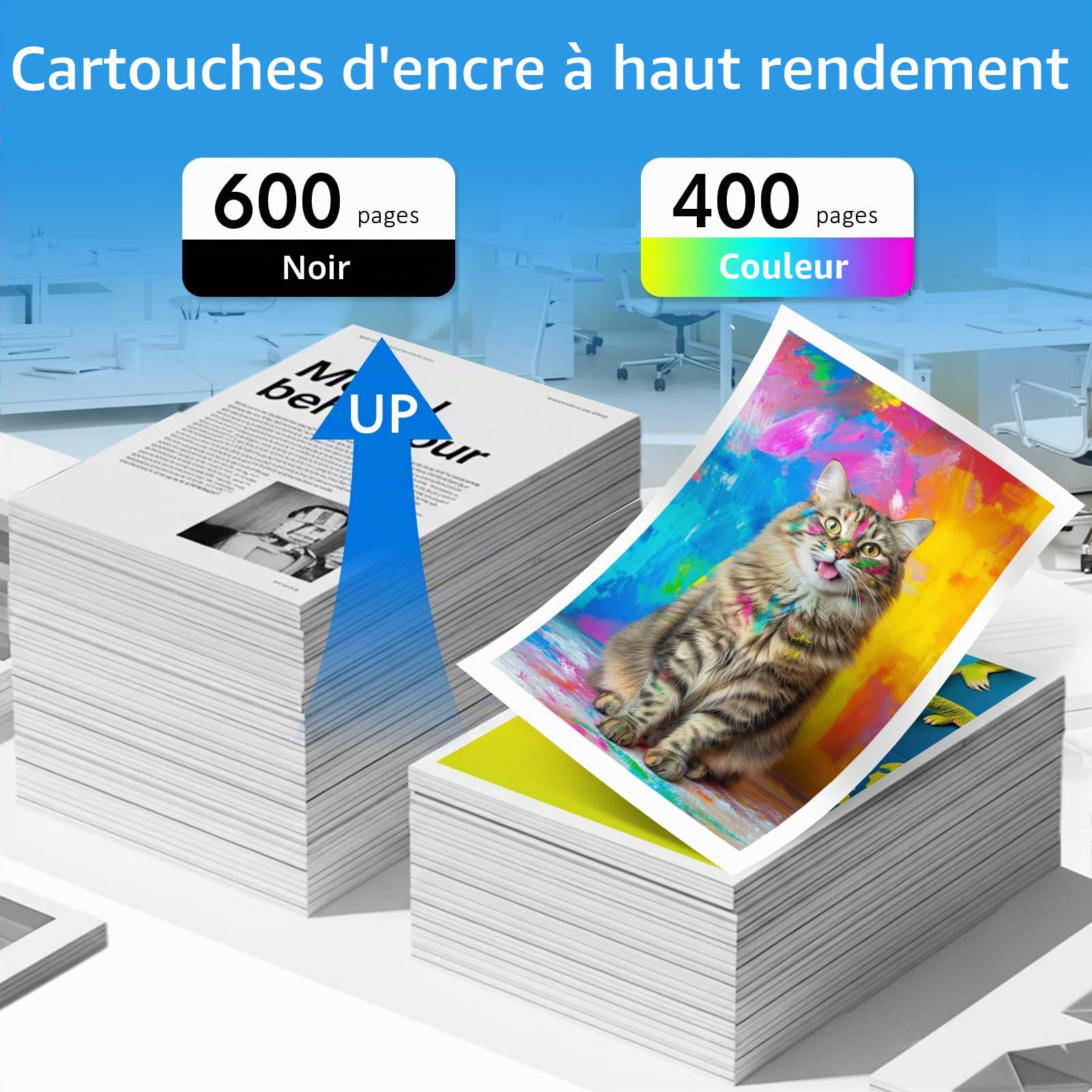 PG-540XL CL-541XL Cartouches d'encre, 540 541 Noir et Couleur-Imprime jusqu'à 1000 Pages- Compatibles avec Cartouche Canon 540 541 avec Canon Pixma TS5151, TS5150, MG3650, MG4250, MX475, MX535
