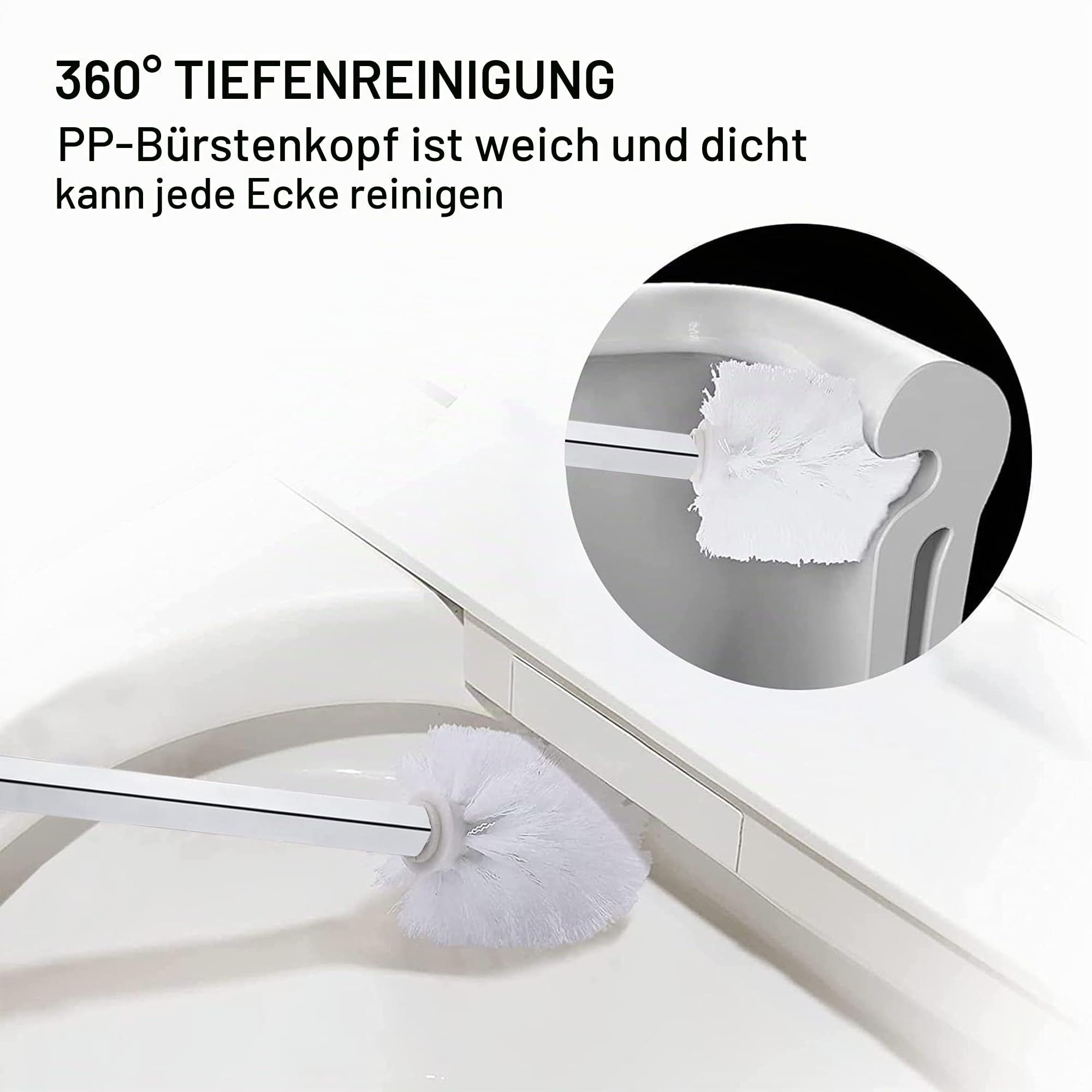 Klobürste Glas Eckig Toilettenbürste Chrom Wand, WC Garnitur Toilettenbürstenhalter Edelstahl Wandmontage mit Bohren Wandhalterung, die gebohrt Werden müssen