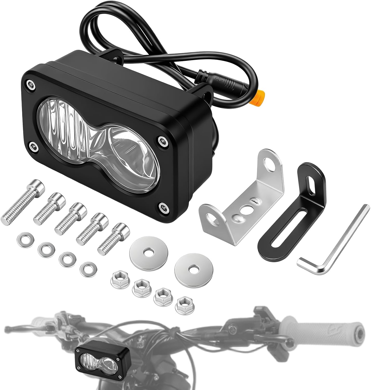 20W 6000-6500K Ebike Light for Baja, 12-60V Waterproof 3 Pin Ebike Headlight, LED Headlight Upgrade Kit for Ridstar Q20, RadRunner RadMini RadRover RadExpand Ebike