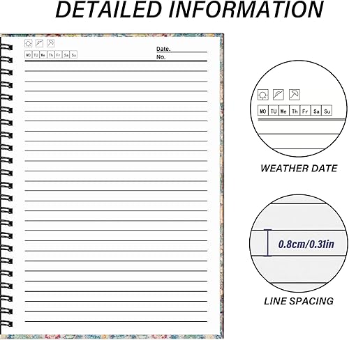 Miniatura 4 de Cabreche Cuaderno de espiral de tapa dura de 5.5 x 8.3 pulgadas, papel grueso de 80 GSM, 60 hojas, 120 páginas con banda de cierre elástica para