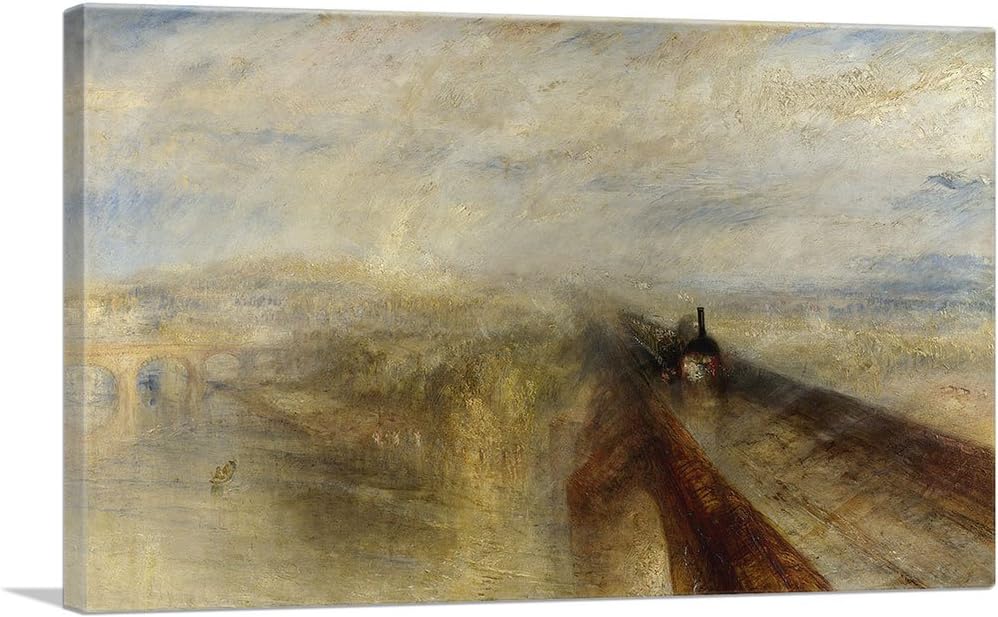 ARTCANVAS Rain, Steam and Speed The Great Western Railway 1835 Canvas Art Print Stretched Framed Painting Picture Poster Giclee Wall Decor by J. M. W. Turner - 26" x 18" (0.75" Deep)