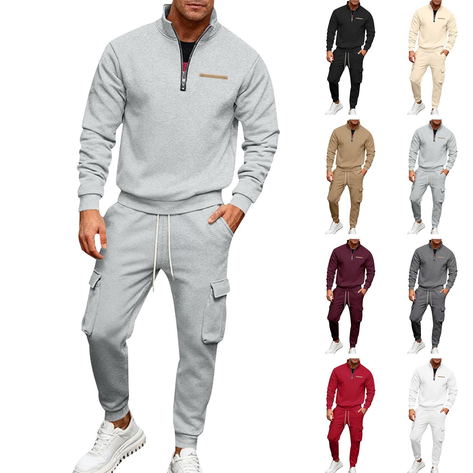 Conjunto deportivo de 2 piezas para hombre con media cremallera y