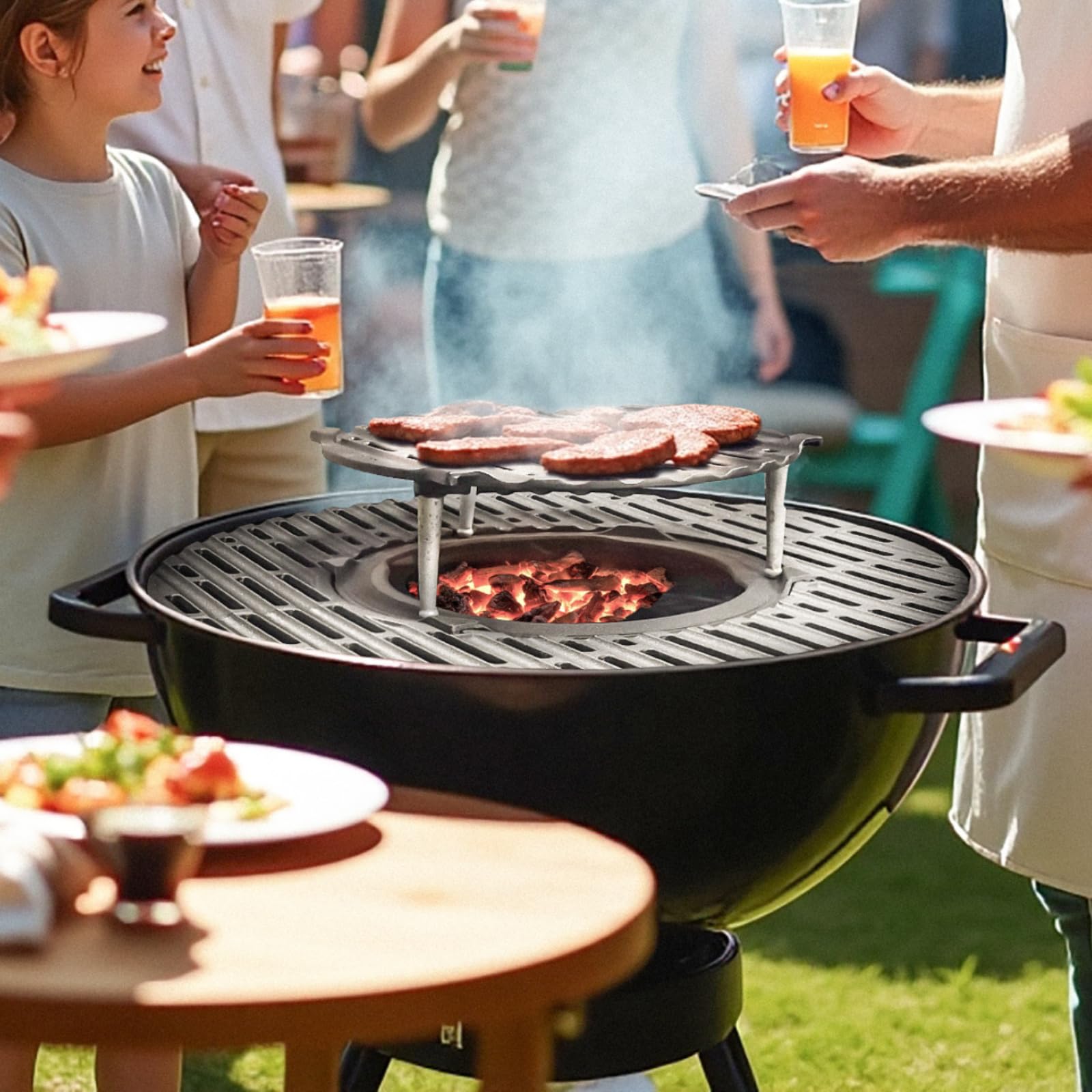 Okrągły grill żeliwny Ø 54,5 cm, nadaje się do grilla okrągłego, na węgiel, gaz lub drewno | profesjonalne gotowanie