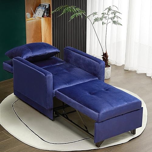 Miniatura 6 de CDCASA Silla convertible cama sofá cama 3 en 1 con respaldo ajustable 2 almohadas en una tumbona sofá cama sillón para sala de estar espacios