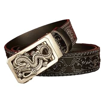 UNCLE FU 英国製HAND MADE Vintage Belt 【新品】 FCKJXSPYXSM Ratchet Leather Belts Oriental Silver Dragon