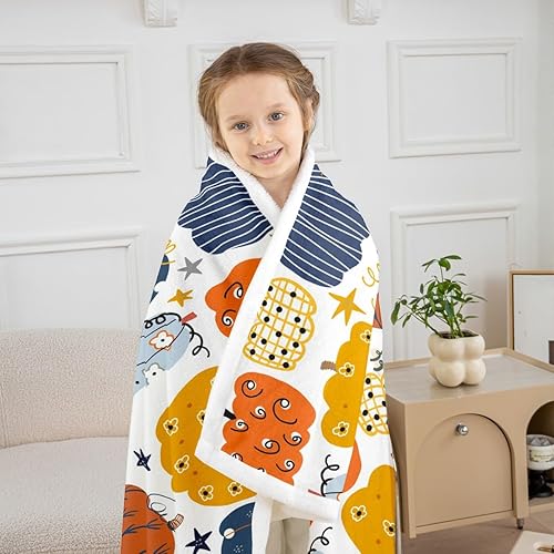 Miniatura 9 de Erosebridal Manta de temporada de otoño para niños, niñas y mujeres, manta decorativa de otoño, linda manta de dibujos animados de búho, erizo,