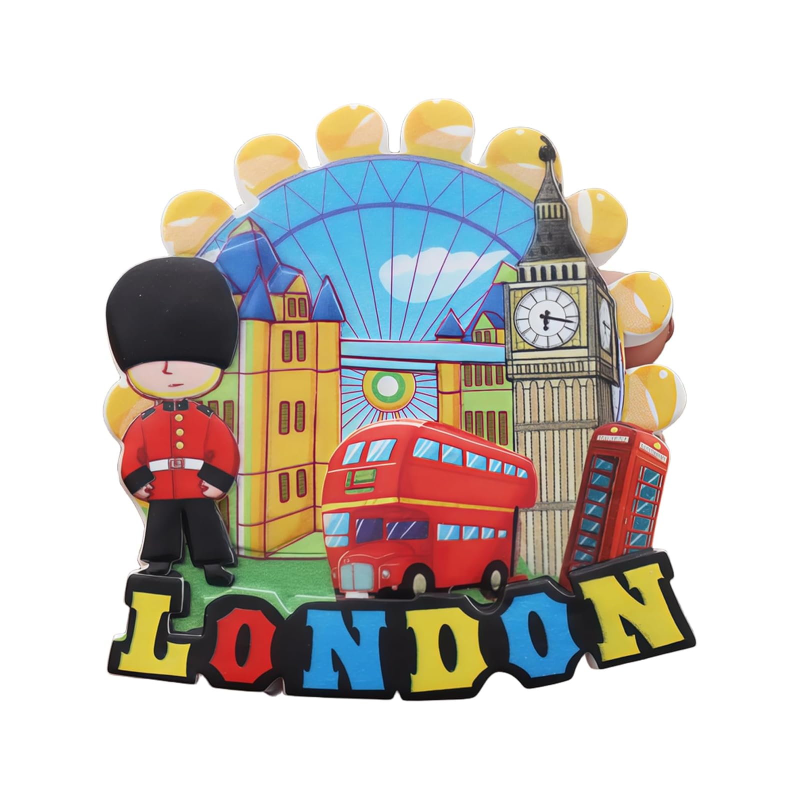 Tivleed Red London Souvenirs Gifts, Fridge Magnet, British Gifts - Resin London Landmarks Magnet With Big Ben, Tower Bridge, Bus For Refrigerator Home Office (7X7cm)
