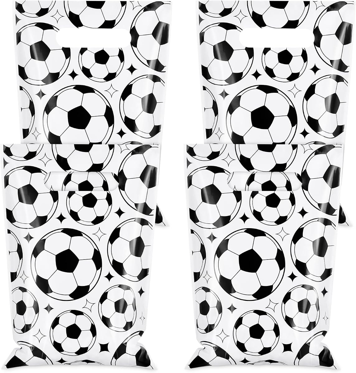 Hxezoc 50 Pieces Soccer Goodie Bags Plastic Soccer Bags Practical Gift Bags Sport Party Favors for Soccer Theme Birthday Party Decoration Supplies