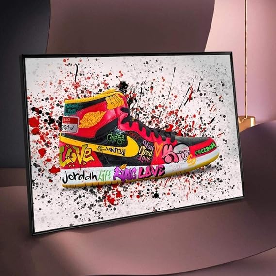 Poster Graffiti Sneakers - Décor Street Art Urbain Pour Salon Ou Bureau - 60x80 Cm