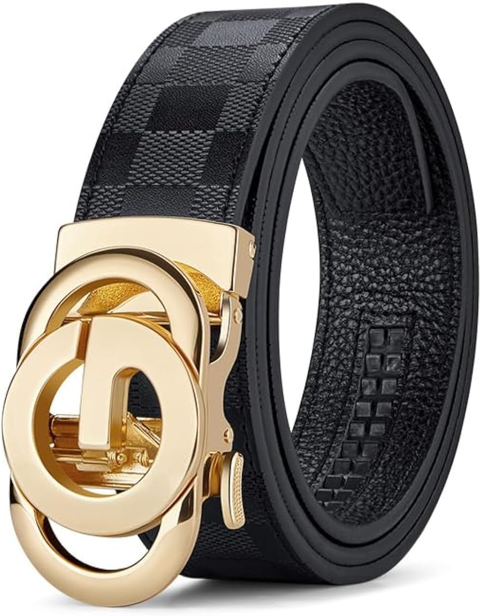 VANNANBA Mens Ratchet Belts Genuine Leather Belt Designer Belts Business Casual Fashion Dress Automatic Buckle with Gift Box