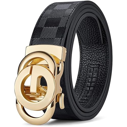 VANNANBA Mens Ratchet Belts Genuine Leather Belt Designer Belts Business Casual Fashion Dress Automatic Buckle with Gift Box