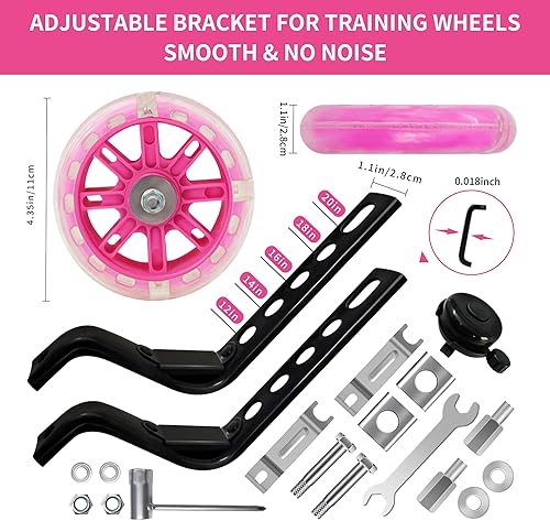 Miniatura 2 de Ruedas de entrenamiento con ruedas silenciosas intermitentes para bicicletas infantiles, compatibles con bicicletas variables para niños de 12, 14,
