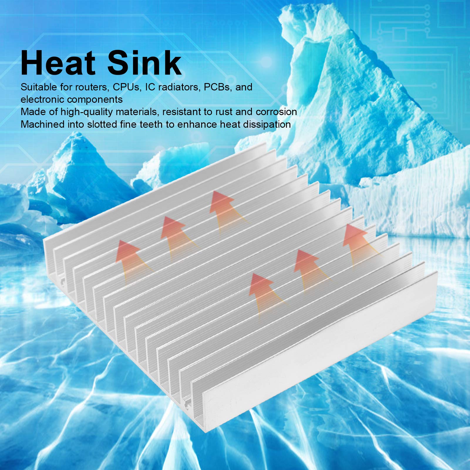 Dissipatori di calore 4 pezzi, parti di dissipazione del calore del dissipatore di calore in alluminio 100 mm * 18 mm * 100 mm, per router, CPU, radiatori IC, PCB, ecc.