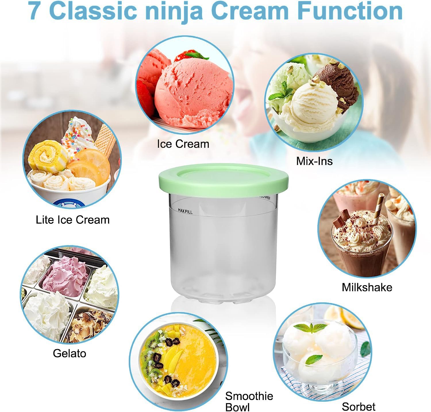 Kyaoayo Creami-Behälter (4er-Pack) – BPA-frei, Spülmaschinenfest & Passend Für Ninja Creami NC301, NC300 & NC299AMZ