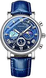 Relógios masculinos com mapa do mundo à prova d'água 50 m, universo estrelado, globo terrestre, lua, sol, giratório, atraente, personalizado, exclusivo, relógios masculinos