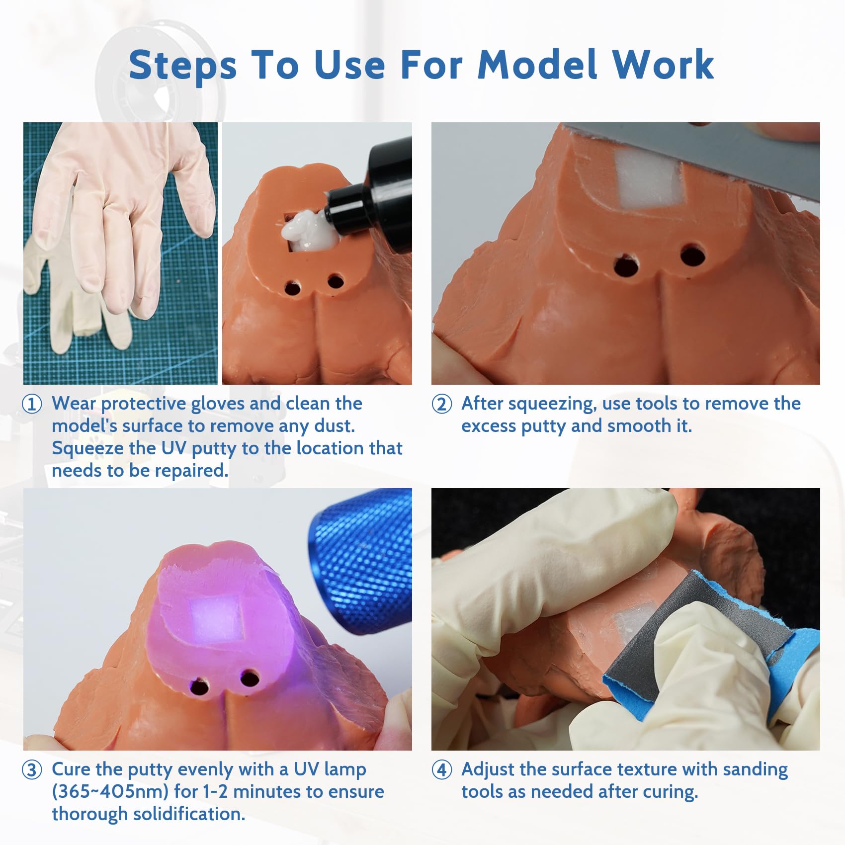FUNCRECOL UV Light Curing Putty for Plastic Filler and Model Putty Fast Repair UV Curing Putty for Gaps Plastic Wood Filler - Image 3
