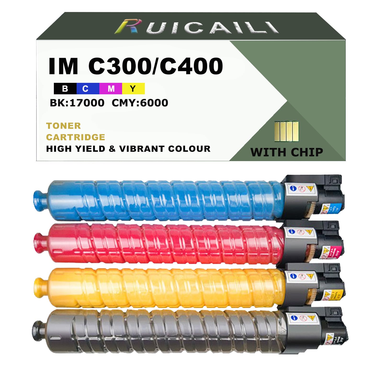 IM C300 C400 Lot de 4 cartouches de toner de rechange pour imprimante Ricoh Work avec IM C300 C400 Noir/cyan/magenta/jaune
