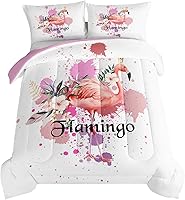 Vista 9 de HOSIMA Juego de ropa de cama para niñas con temática de caballos, juego de edredón estampado de flores de cerezo rosa con 2 fundas de almohada