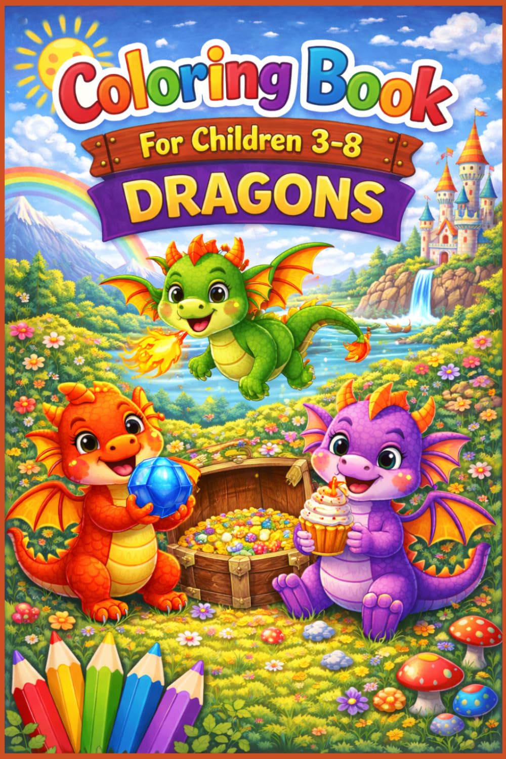 Coloring Book For Children 3-8: DRAGONS.: Fun & Magical Dragon Coloring Book for Kids Ages 3–8 | Cute Fantasy Creatures for Creative Play